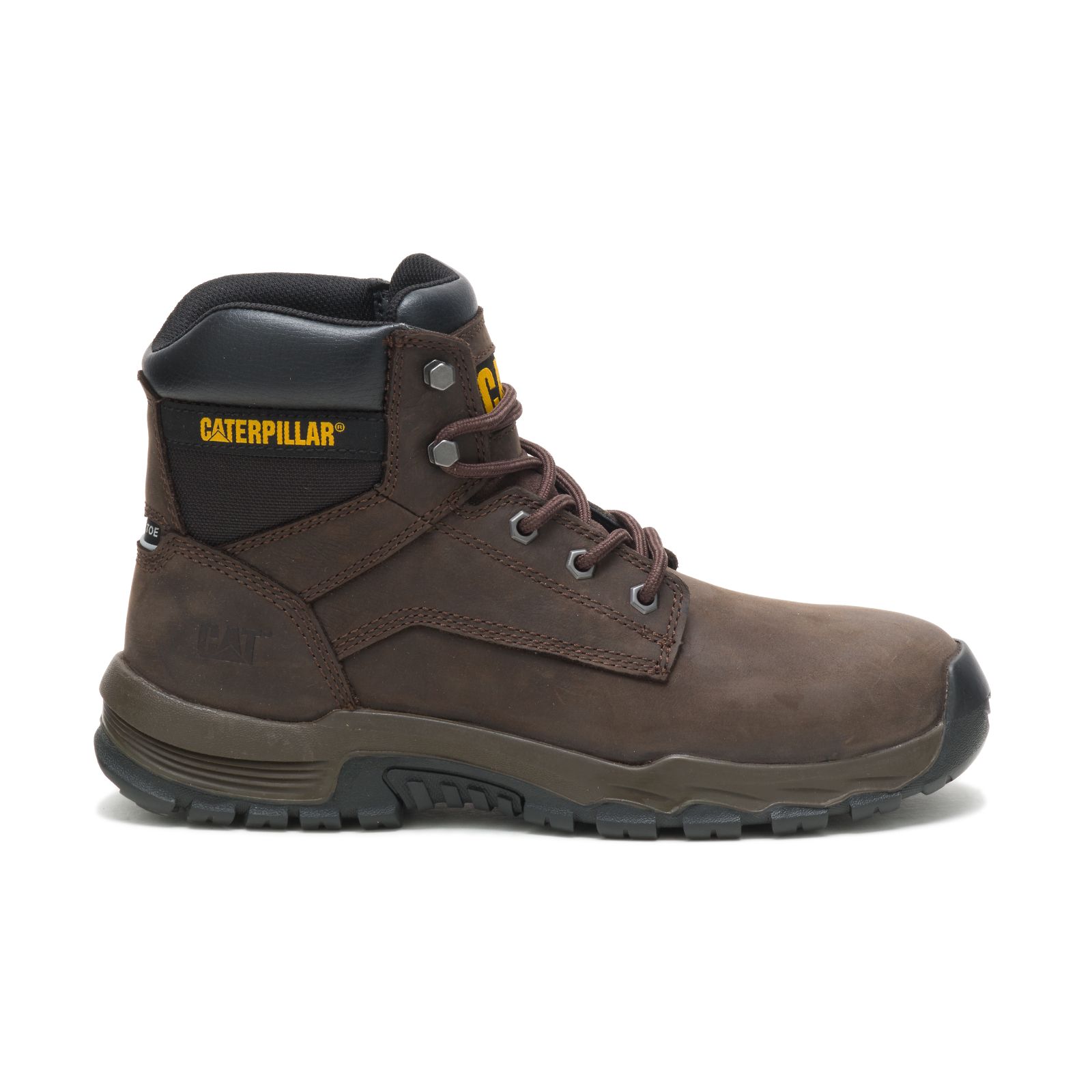 Men's Caterpillar Upholder Waterproof Steel Toe Work Boots Dark Chocolate Ireland OPXW76453